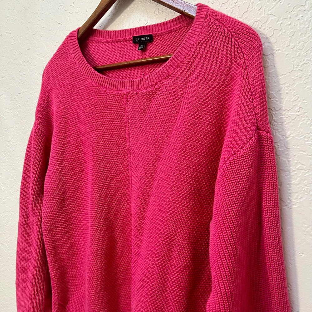 Talbots Women's Pink Crew‎ Neck Long Sleeve Pima Cotton Sweater XL - Picture 2 of 6